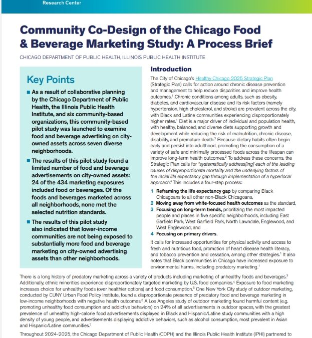 Chicago Food & Beverage Marketing Study and IPHI-Led Community Discussions Underscore the Need for Further Exploration